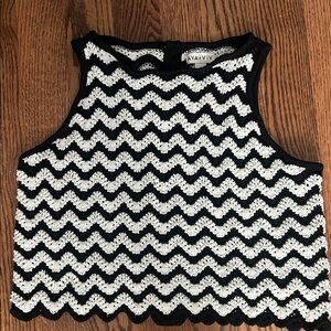 Ava & Viv Black and White Chevron Crop Top